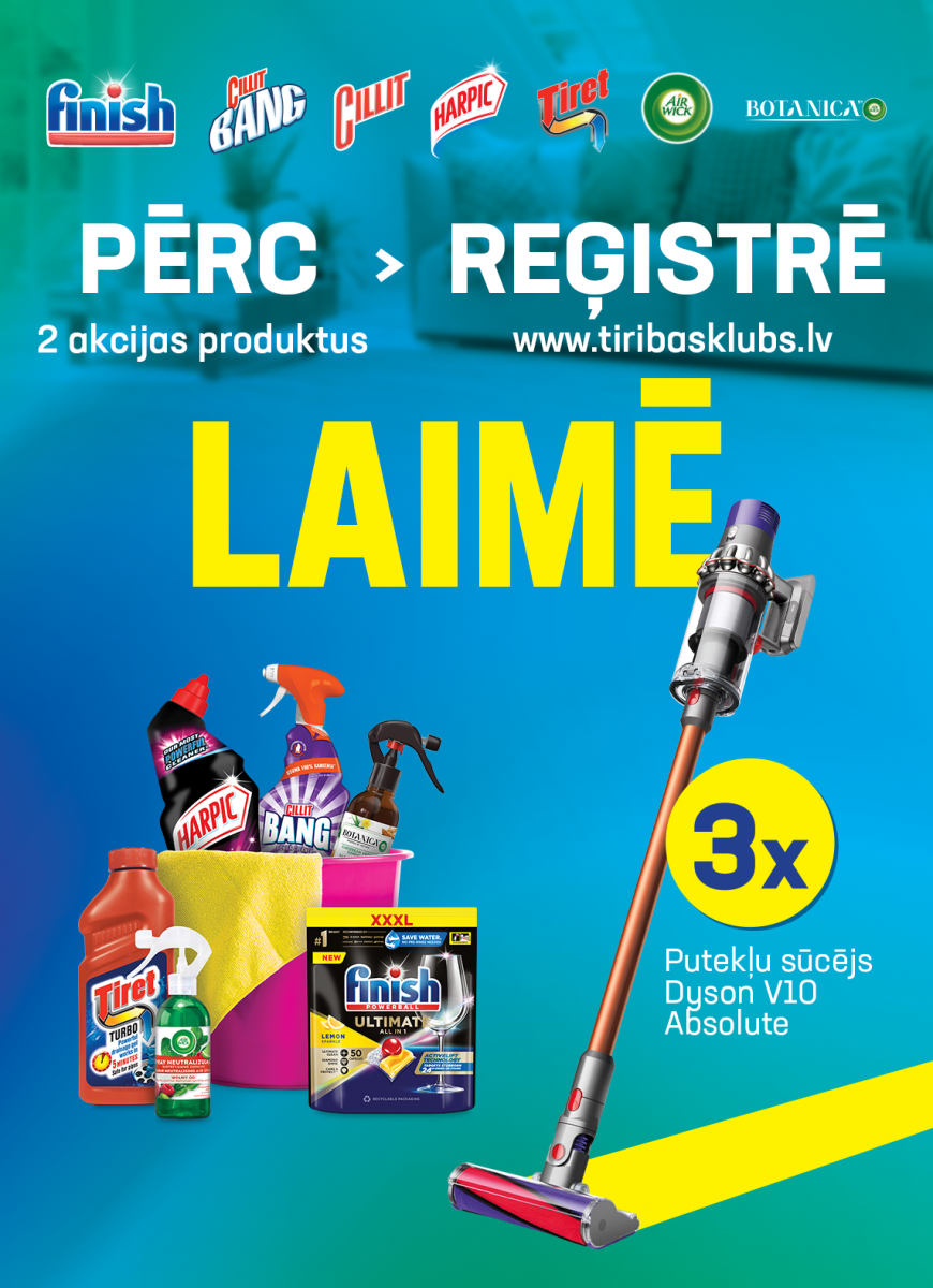 Pērc un laimē Dyson V10 Absolute Bezvadu putekļsūcēju!