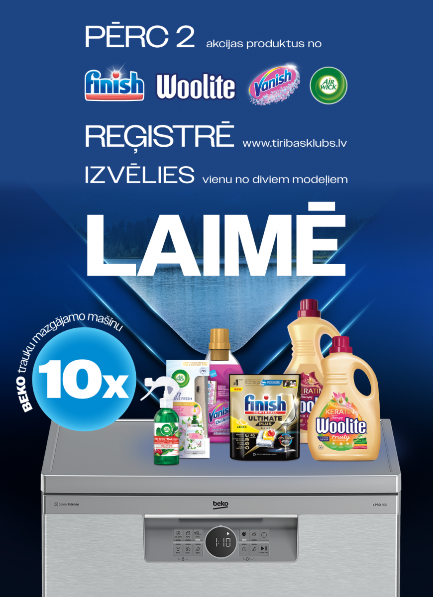Pērc un laimē vienu no 10 BEKO trauku mašīnām!